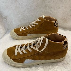 Zerocentcino 0’105 Women's Tan Suede And Leopard Calf Hair Sneakers Size 39